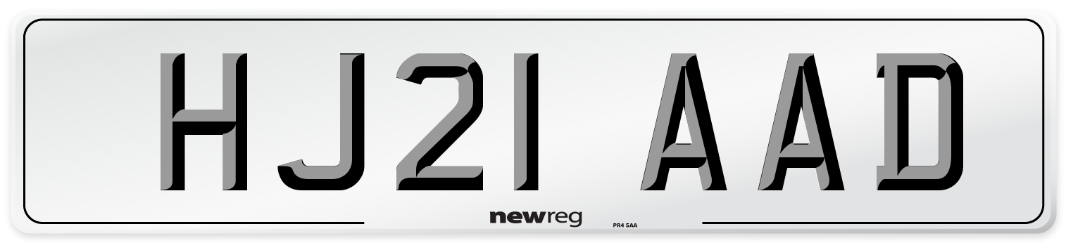HJ21 AAD Number Plate from New Reg